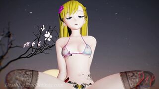 MMD R18 4k Blonde Misaka Aylin with a pink bikini - Dub Zap - 1037