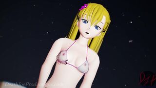 MMD R18 4k Blonde Misaka Aylin with a pink bikini - Dub Zap - 1037