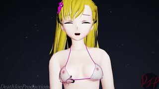 MMD R18 4k Blonde Misaka Aylin with a pink bikini - Dub Zap - 1037