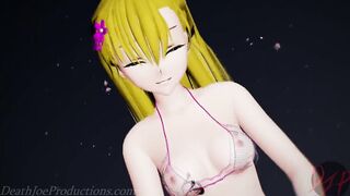 MMD R18 4k Blonde Misaka Aylin with a pink bikini - Dub Zap - 1037