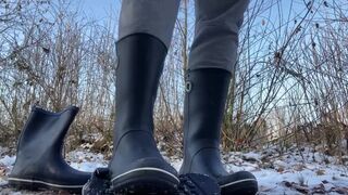 Lovely rubber boots trampling