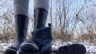 Lovely rubber boots trampling