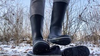 Lovely rubber boots trampling