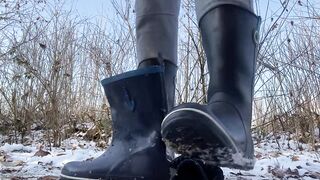 Lovely rubber boots trampling