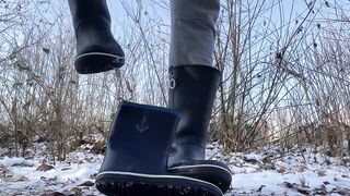 Lovely rubber boots trampling