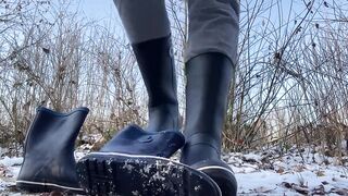 Lovely rubber boots trampling