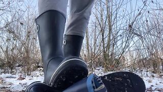 Lovely rubber boots trampling