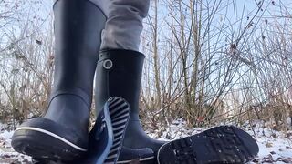 Lovely rubber boots trampling