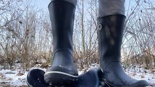 Lovely rubber boots trampling