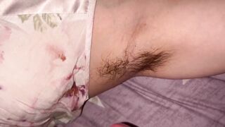 Cumshot on hairy armpits