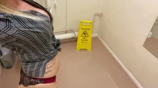 Pissing in public toilet sink