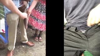 Huge! Big Black Dick Flash in Public Bus Stop Porn reaction