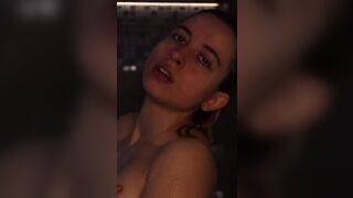 CUTE INNOCENT GIRL taking sexy shower before Christmas and playing with bubbles on my tits