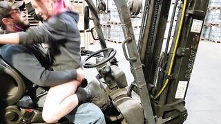 TGIF riding His cock while He's on the forklift