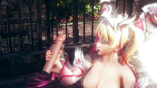 3D HENTAI OVERWATCH mercy jerking off your cock