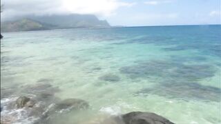 VERY Risky Public Blowjob and Wife Facial on Beach Cliff in Hawaii