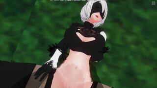 3D HENTAI POV 2B squirts on your cock