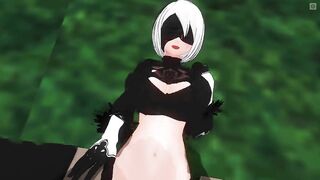 3D HENTAI POV 2B squirts on your cock