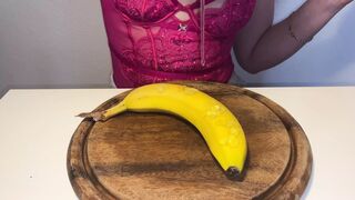 Long Nails Bad Tease With Banana And Lube