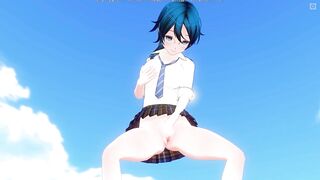 3D HENTAI Schoolgirl on the beach after school