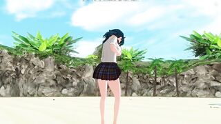 3D HENTAI Schoolgirl on the beach after school