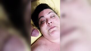 Bbw hairy wife facialized while she's masturbating herself