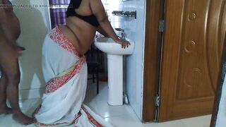 Indian college mam in saree getting ready to go to office, hot student sees madam's sexy body and fucks hard - Huge cum