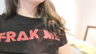 Tease from a cute nerdy girl with small tits and slutty eyes