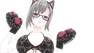 3D HENTAI Neko girl has a gorgeous orgasm and does AHEGAO