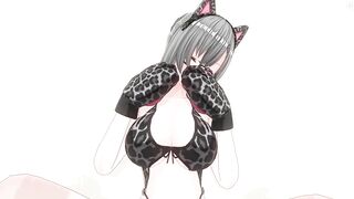 3D HENTAI Neko girl has a gorgeous orgasm and does AHEGAO