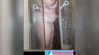 Fat Mature Granny Mom is getting fully naked. She takes a shower and the fat body is a big boner.