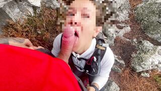 Suck Stranger cock in Forest and Swallowed her cum