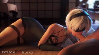 NieR:Automata 3D porn: 2B blowjob