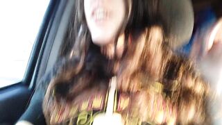 PinkMoonLust Public Flashes Tiniest Tits Small A Cup Breast Cute Pink Nipple Passenger Seat Car Ride