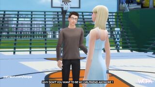 Girlfriend cheats in front of boyfriend with basketball player