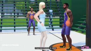 Girlfriend cheats in front of boyfriend with basketball player