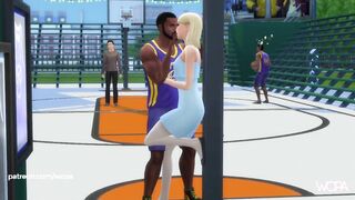 Girlfriend cheats in front of boyfriend with basketball player