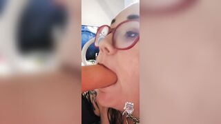 BBW Sucking on a Thrusting Dildo Sloppy BJ