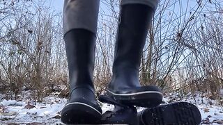 Rubber boots crush