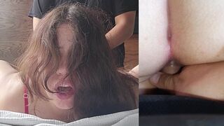 Bitch is slapped and fucked in her ass.