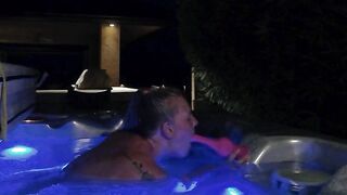 Busty blonde in hot tub orgasms with dildos