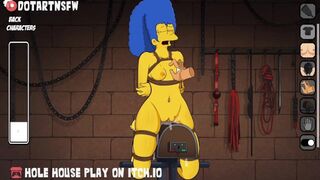 Marge Simpson Milf Moaning Orgasm BDSM Bondage Wooden Horse Spanking Slapping - Hole House