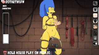 Marge Simpson Milf Moaning Orgasm BDSM Bondage Wooden Horse Spanking Slapping - Hole House