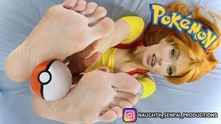 POKÉMON - Misty Cosplay FEET & FOOTJOB Teasing (bare feet, foot fetish, cosplay feet, hentai ahegao)