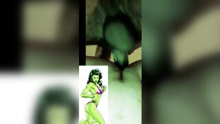 Villain Black Dick makes SHE-HULK GREEN CREAM N ORGASM