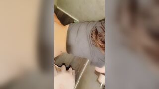 Pawg taking backshots in batroom