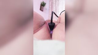 Popping a huge plug out of a fat hairy pussy