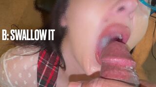 Student gets pop jizz quiz and passes swallows big load