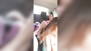 I eat my stepmom's delicious pussy in the back seat of the Uber while my girlfriend is changing