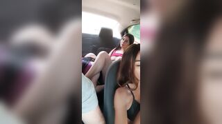 I eat my stepmom's delicious pussy in the back seat of the Uber while my girlfriend is changing